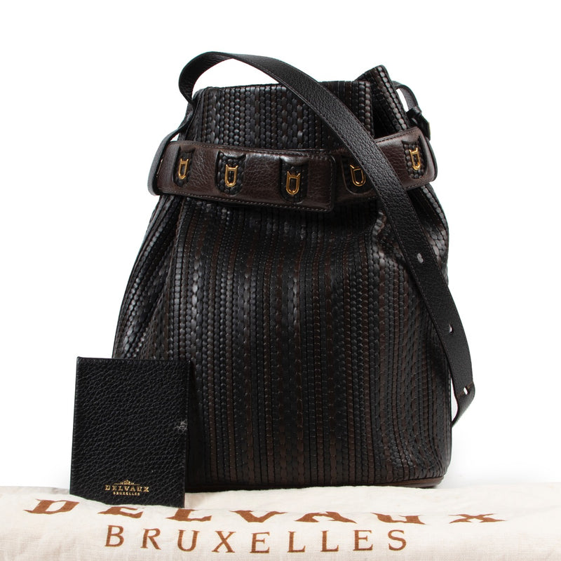 Achetez un authentique sac Delvaux brun toile de cuir Calicot d'occasion au juste prix.