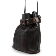 Online kopen van een authentieke tweedehands Delvaux bruin zwart toile de cuir Calicot handtas.