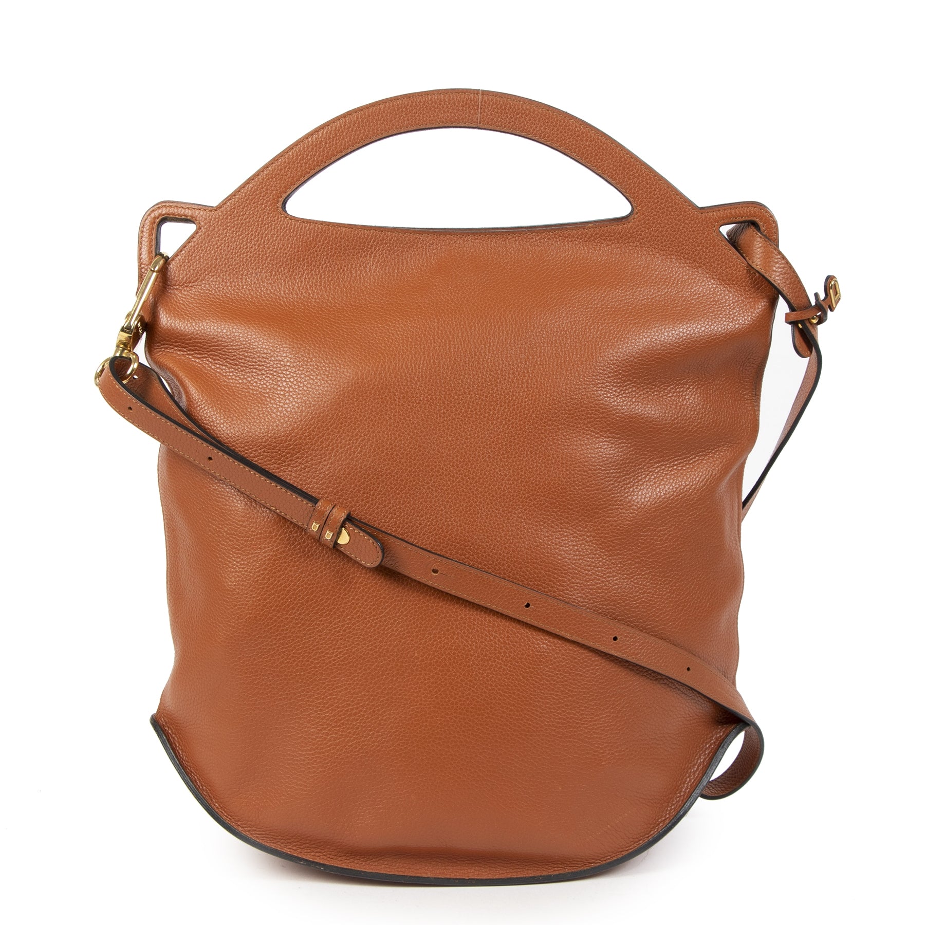 Authentieke Tweedehands Delvaux Cognac Le Pin Top Handle Bag juiste prijs veilig online shoppen luxe merken webshop winkelen Antwerpen België mode fashion