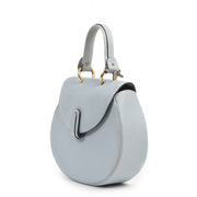 Authentieke Tweedehands Delvaux Light Blue Leather Round Top Handle Bag juiste prijs veilig online shoppen luxe merken webshop