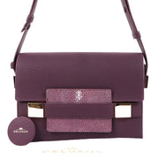 Buy an authentic second hand Delvaux Madame Deep Amethyst Crispy Calf Galuchat Bag in very good condition at Labellov