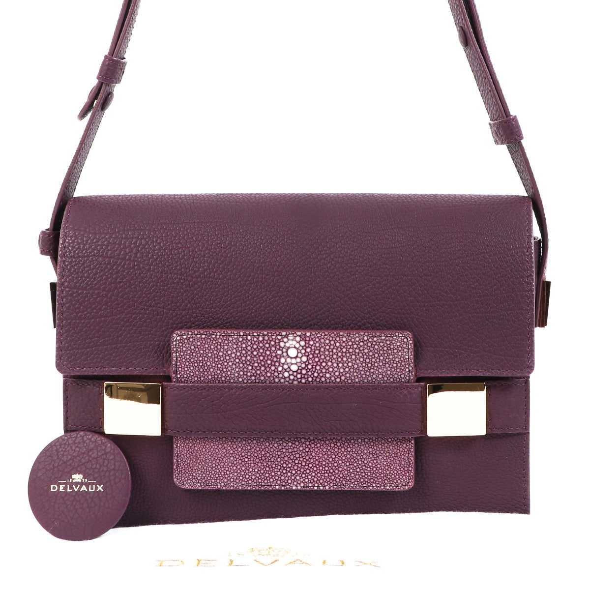 Buy an authentic second hand Delvaux Madame Deep Amethyst Crispy Calf Galuchat Bag in very good condition at Labellov