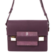 Buy an authentic second hand Delvaux Madame Deep Amethyst Crispy Calf Galuchat Bag in very good condition at Labellov