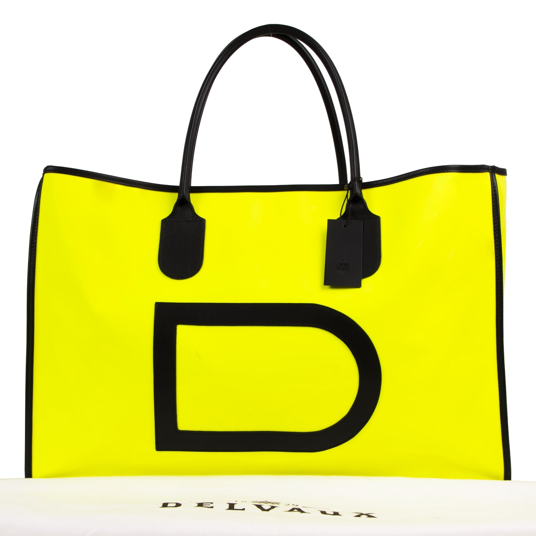 Delvaux Taxi Vernis Neon Yellow Travel Bag
