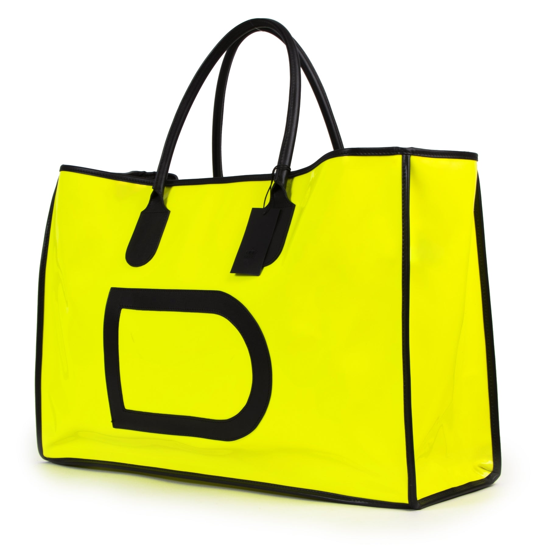 Delvaux Taxi Vernis Neon Yellow Travel Bag