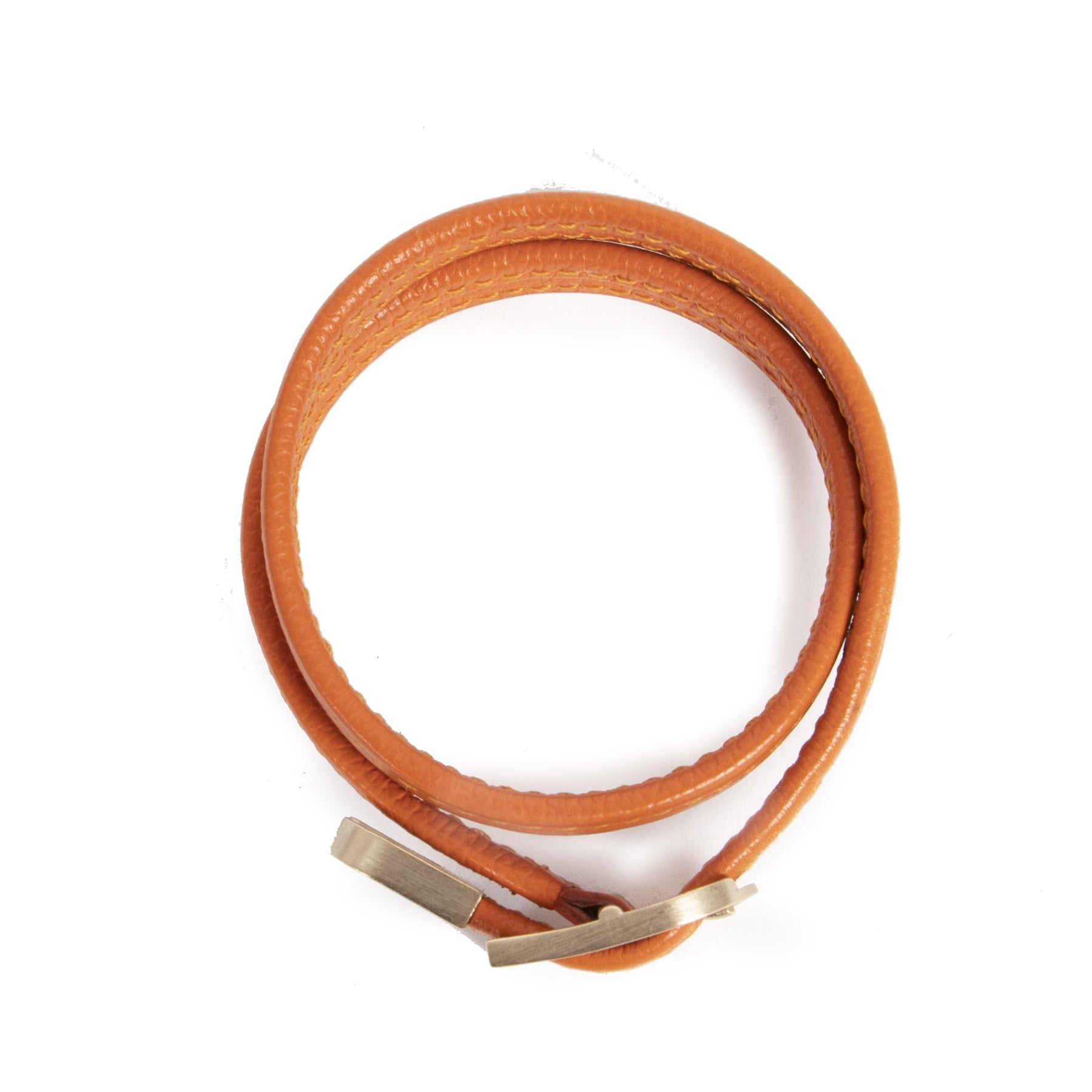 Authentic secondhand Delvaux Orange Leather Silver D Bracelet designer accessories designer brands fashion luxury vintage webshop safe secure online shopping