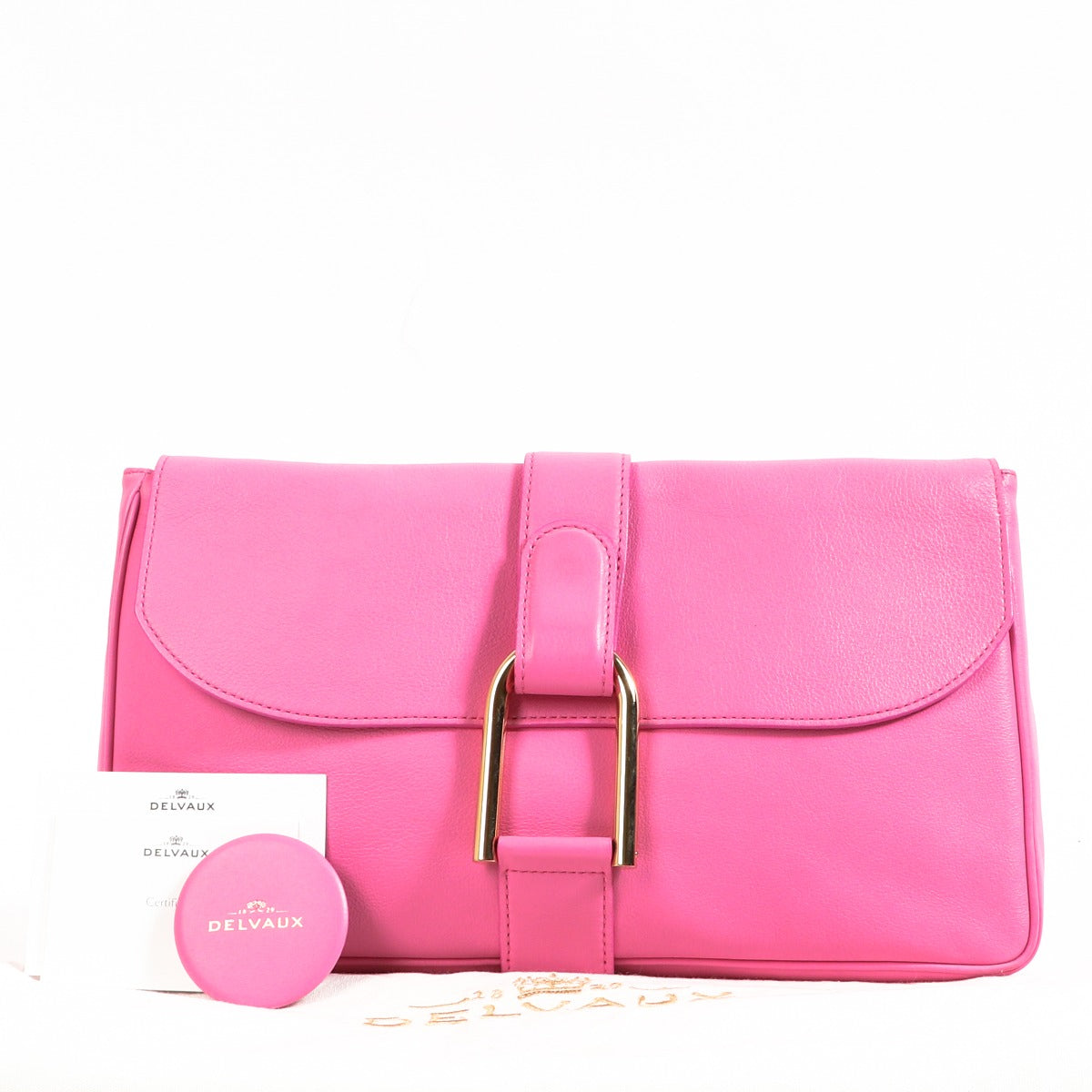 Delvaux Givry Pochette Flamingo Polo Clutch
