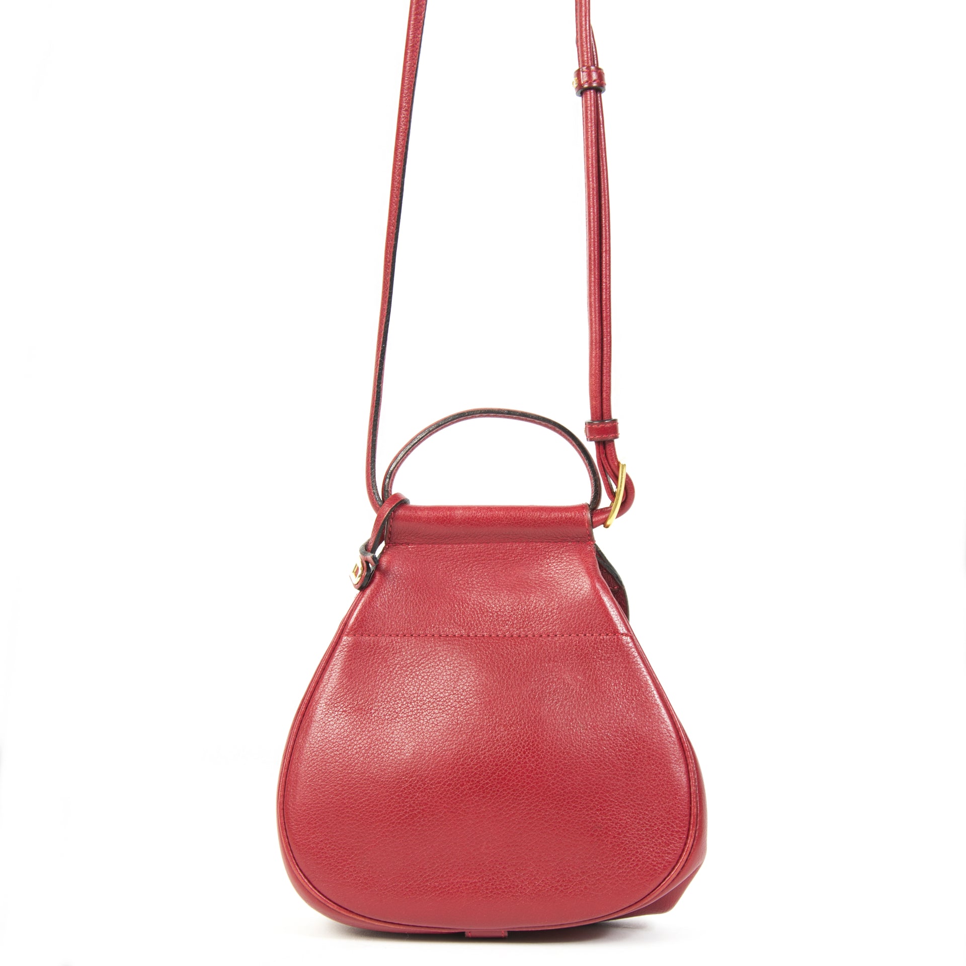 Authentieke Tweedehands Delvaux Dark Red Cerceau Mini Crossbody Bag juiste prijs veilig online shoppen luxe merken webshop winkelen Antwerpen België mode fashion