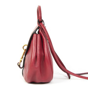 Authentieke Tweedehands Delvaux Dark Red Cerceau Mini Crossbody Bag juiste prijs veilig online shoppen luxe merken webshop winkelen Antwerpen België mode fashion