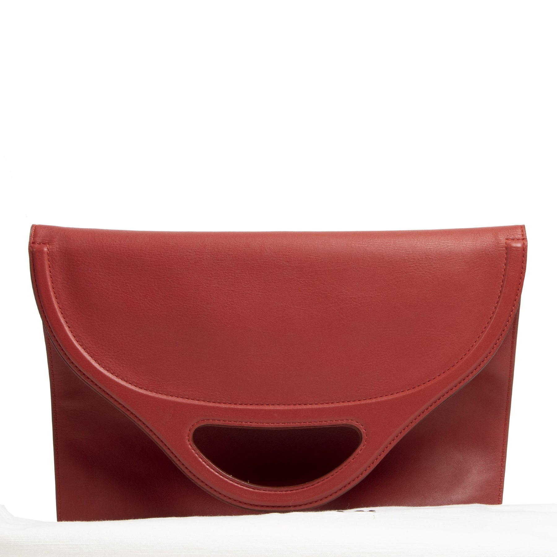 Authentieke Tweedehands Delvaux Red Fold Over Clutch designer bags fashion luxury vintage webshop safe secure online shopping designer high end brands