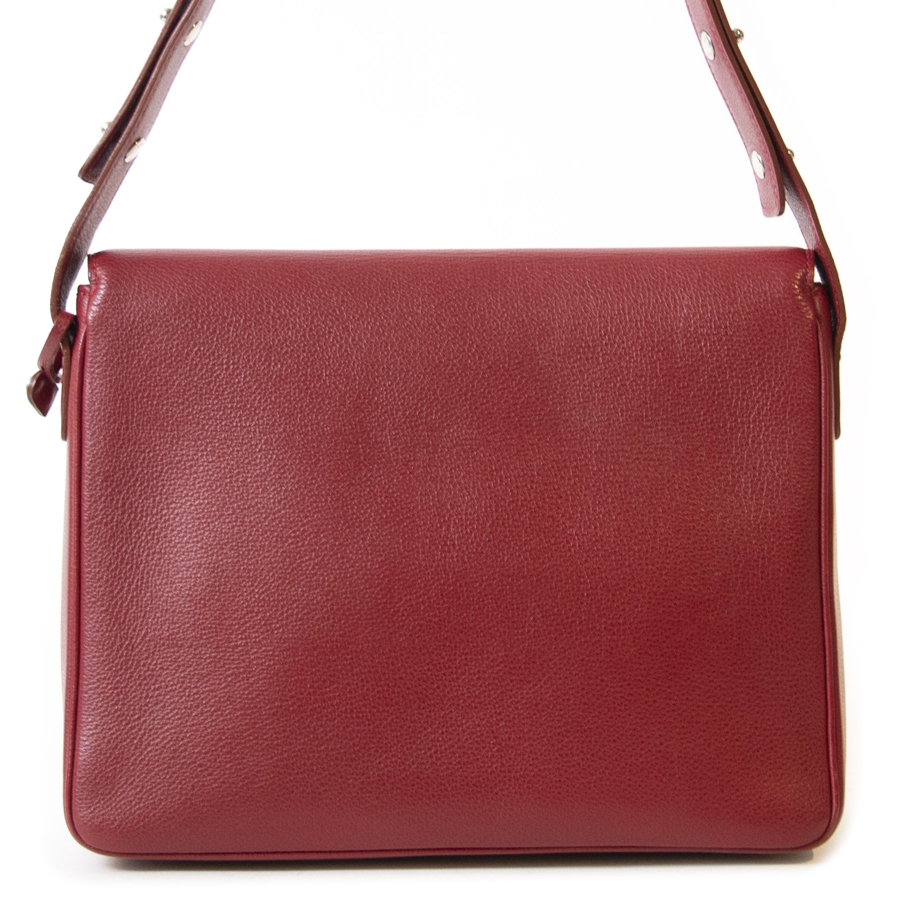 Koop authentieke tweedehands Delvaux Brique Red Leather Poirier Shoulder Bag juiste prijs veilig online winkelen LabelLOV webshop luxe merken winkelen Antwerpen België mode fashion