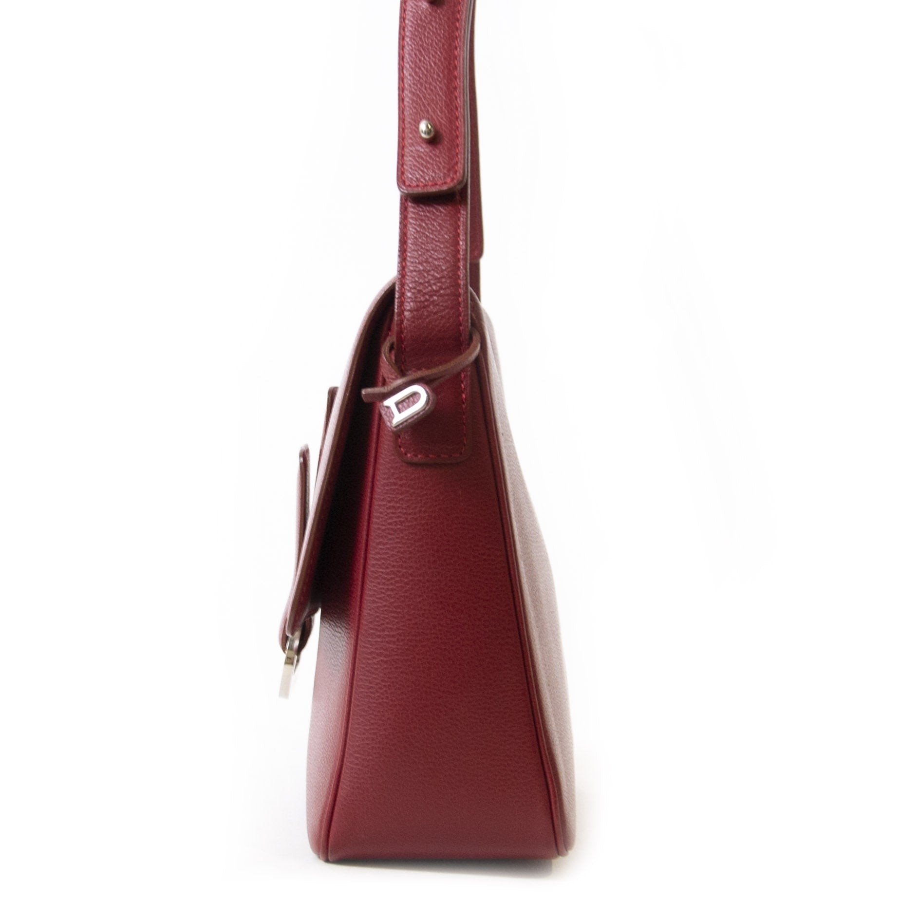 Koop authentieke tweedehands Delvaux Brique Red Leather Poirier Shoulder Bag juiste prijs veilig online winkelen LabelLOV webshop luxe merken winkelen Antwerpen België mode fashion