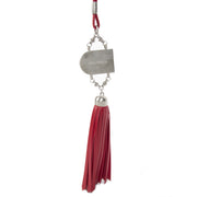 Authentieke Tweedehands Delvaux Red Leather D Necklace with Fringes juiste prijs veilig online shoppen luxe merken webshop winkelen Antwerpen België mode fashion