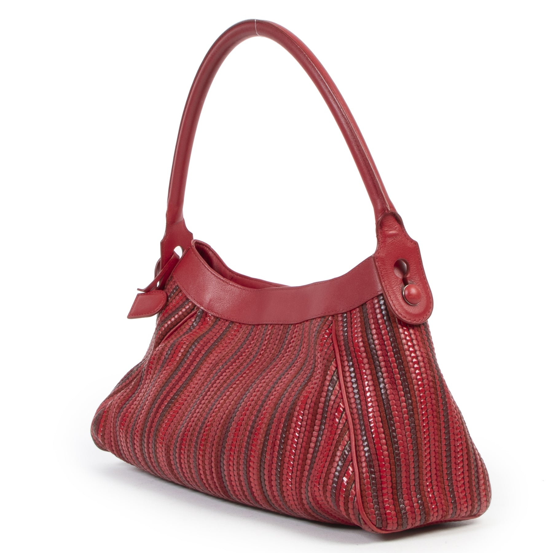 Delvaux Red Toile de Cuir Shoulder Bag