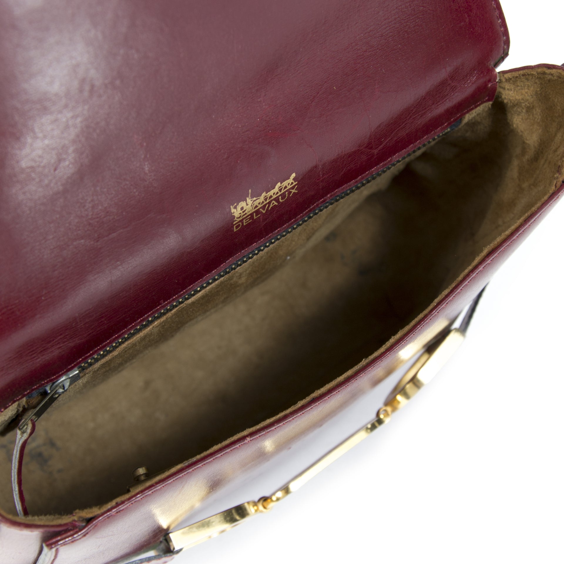 Authentieke Tweedehands Delvaux Burgundy Gold Crossbody Bag juiste prijs veilig online shoppen luxe merken webshop winkelen Antwerpen België mode fashion