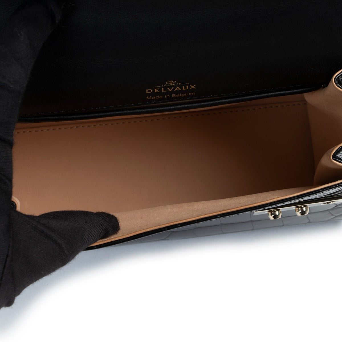 shop online second hand authentic Delvaux Tempête Mini Alligator Brillant Black Handbag at Labellov for the best price