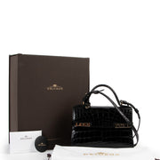 shop online second hand authentic Delvaux Tempête Mini Alligator Brillant Black Handbag at Labellov for the best price
