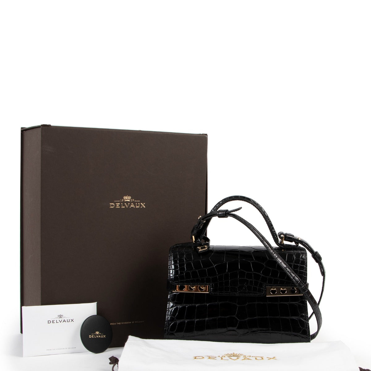 shop online second hand authentic Delvaux Tempête Mini Alligator Brillant Black Handbag at Labellov for the best price