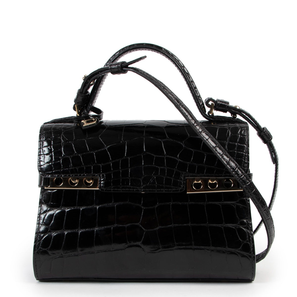 shop online second hand authentic Delvaux Tempête Mini Alligator Brillant Black Handbag at Labellov for the best price