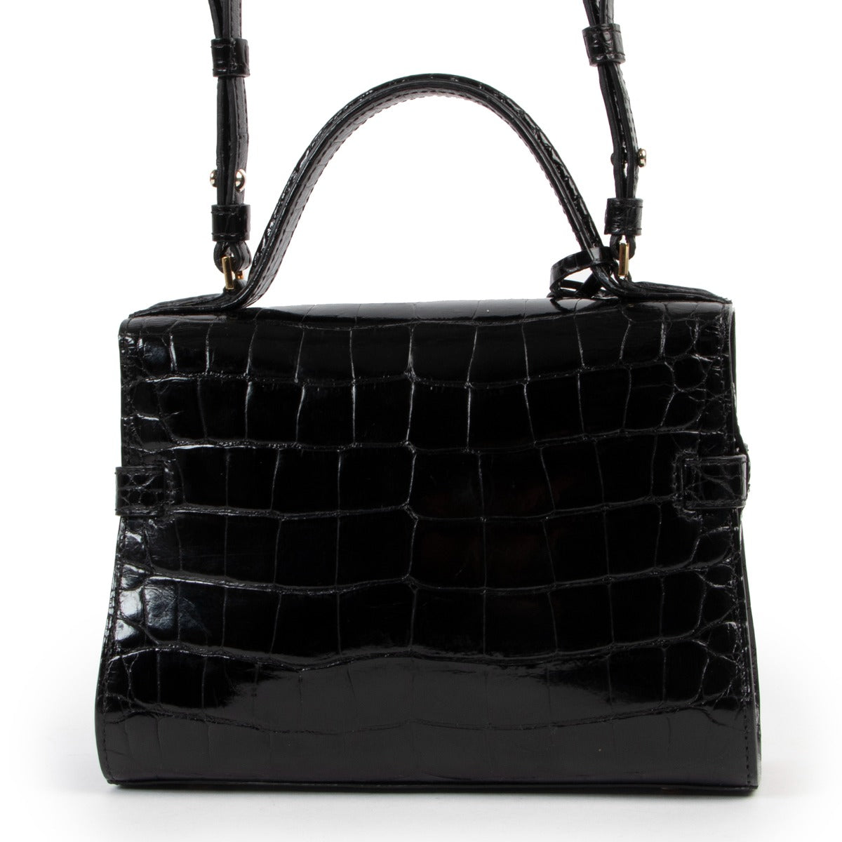 shop online second hand authentic Delvaux Tempête Mini Alligator Brillant Black Handbag at Labellov for the best price