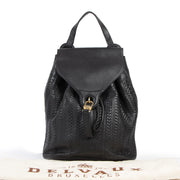 Authentieke tweedehands vintage Delvaux Black Toile De Cuir Backpack koop online webshop LabelLOV