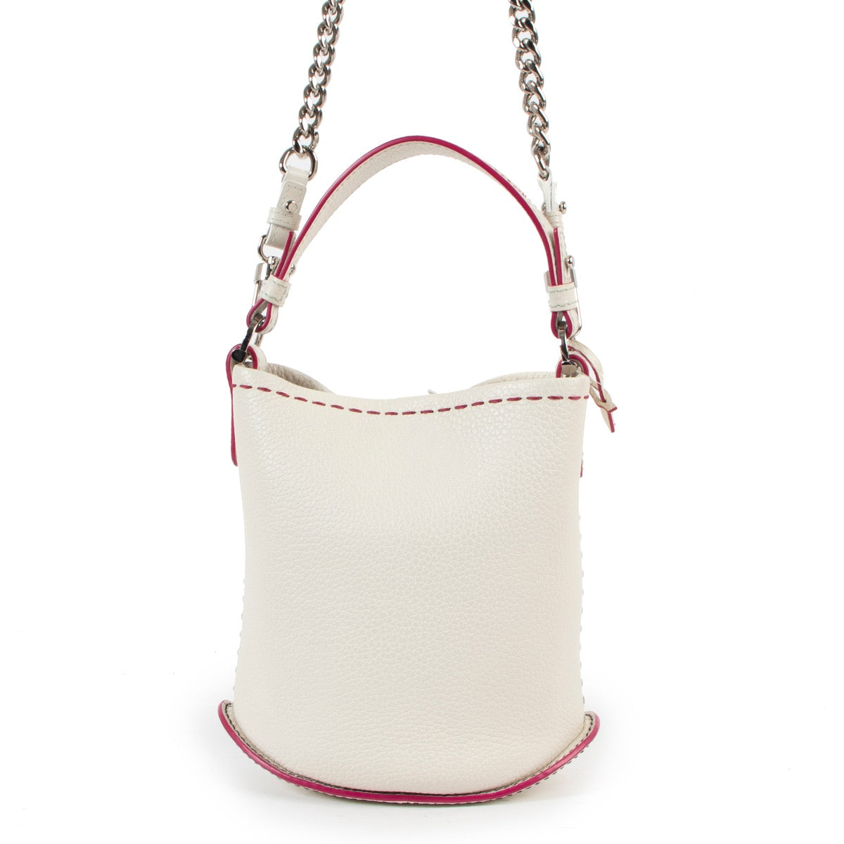Shop safe online at Labellov in Antwerp this 100% authentic second hand Delvaux White Taurillon Soft Pin Mini Bucket Shoulder Bag