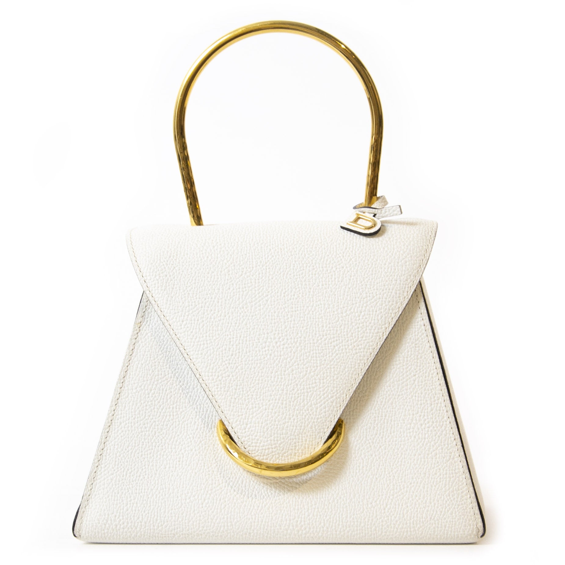 Authentieke tweedehands Delvaux white Triangle Bag juiste prijs veilig online winkelen LabelLOV webshop luxe merken winkelen Antwerpen België mode fashion