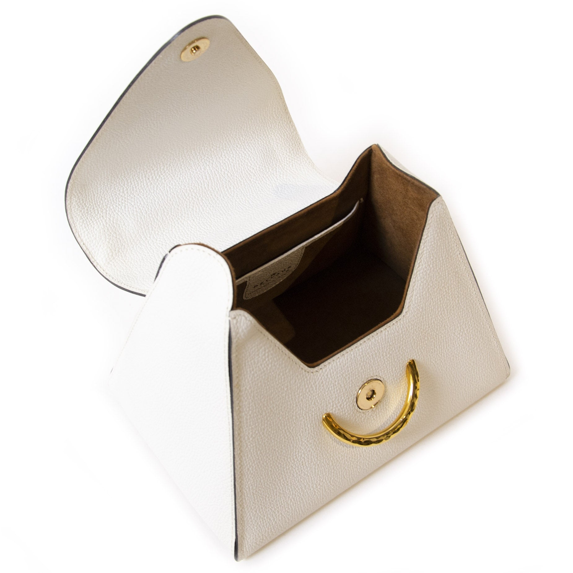 Authentieke tweedehands Delvaux white Triangle Bag juiste prijs veilig online winkelen LabelLOV webshop luxe merken winkelen Antwerpen België mode fashion