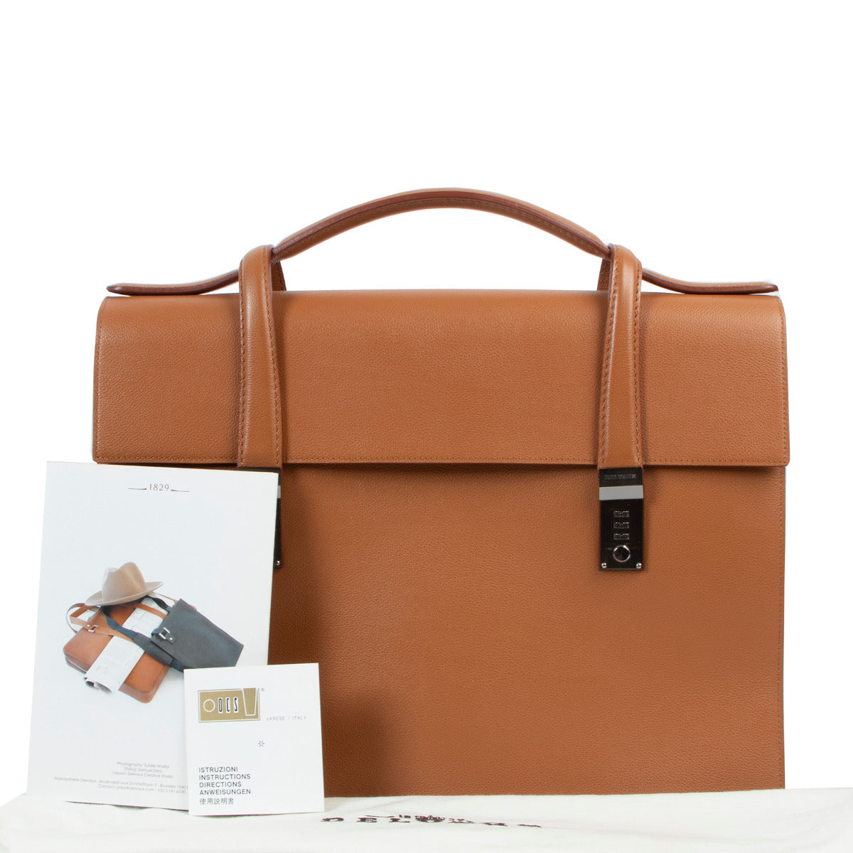 Delvaux Fauve Grained Leather Caractère 2 Briefcase
