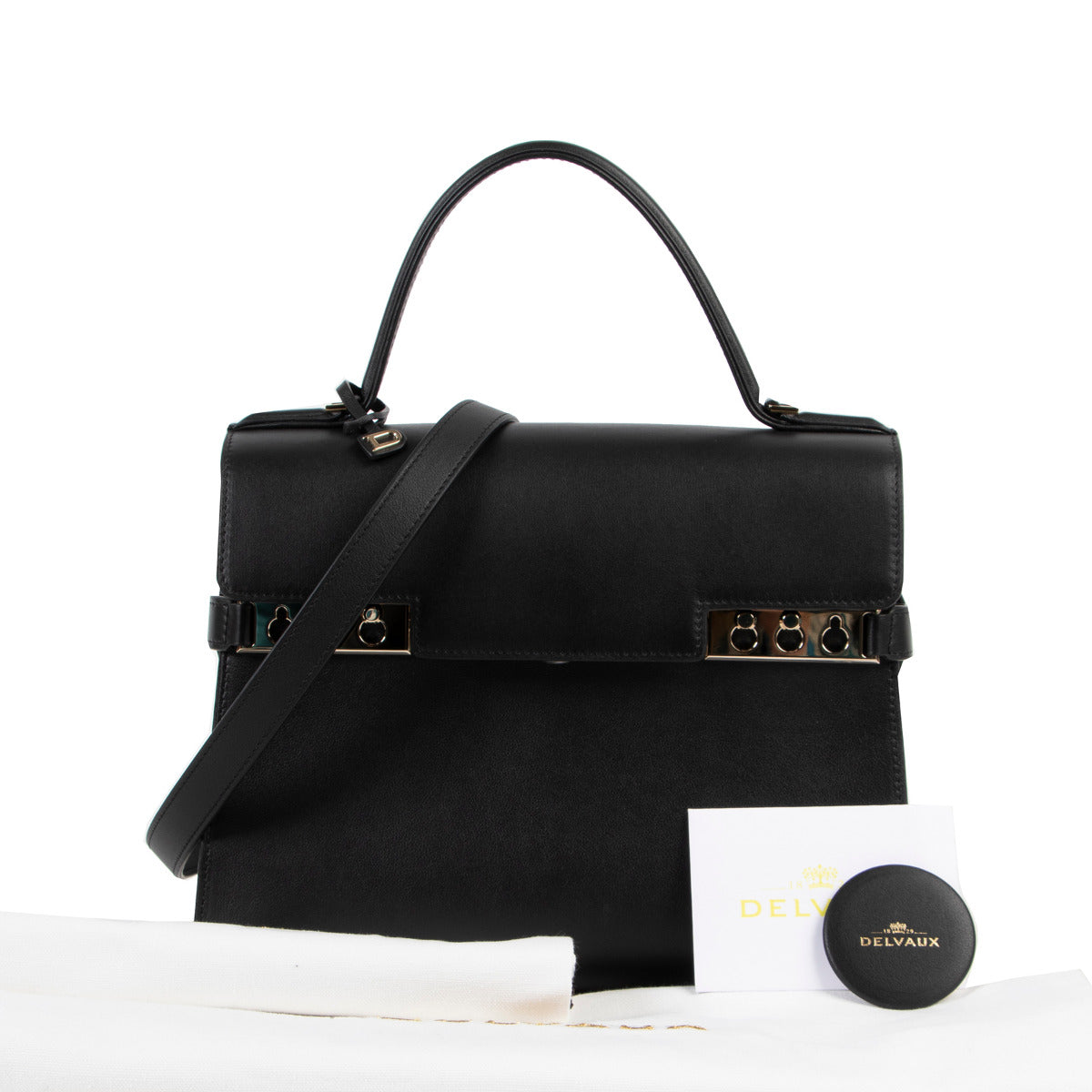 Delvaux Tempête MM Noir + Anse Souple en Cuir de Veau B