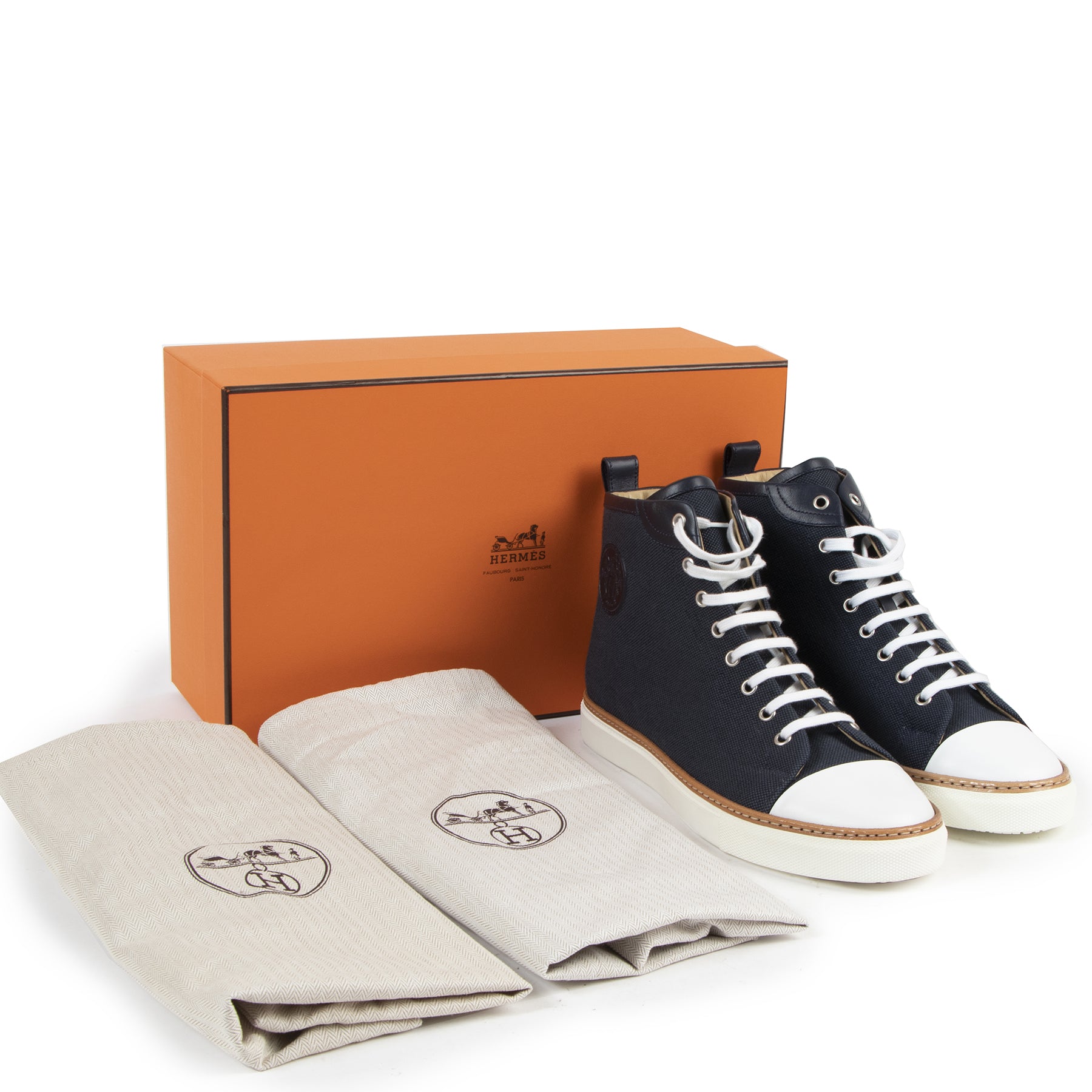 Authentic secondhand Hermès Marine Mens Jimmy High Top Sneakers - Size 41,5 designer accessories fashion luxury vintage webshop safe secure online shopping