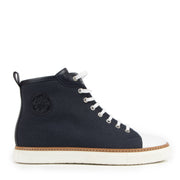 Authentieke Tweedehands Hermès Marine Fabric Mens Jimmy High Top Sneakers - Size 41,5 juiste prijs veilig online shoppen luxe merken webshop winkelen Antwerpen België mode fashion