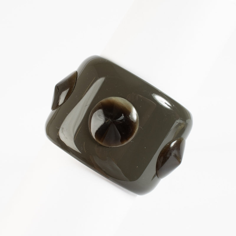 shop 100% authentic second hand Hermès Green Bois Laqué Horn Studded Cuff Bracelet - Size PM on Labellov.com