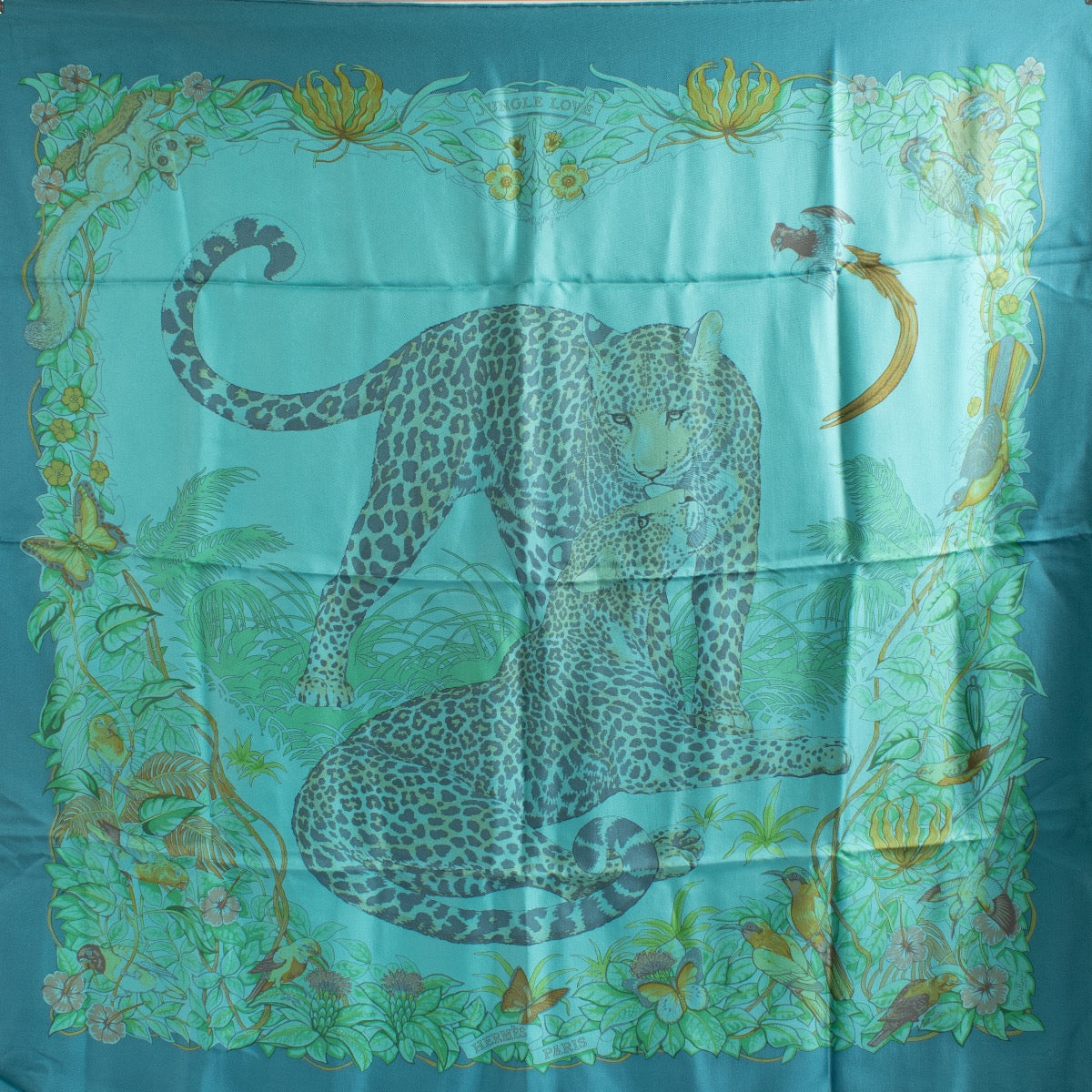 shop 100% authentic second hand Hermès Carré 90 Jungle Love Silk Scarf on Labellov.com