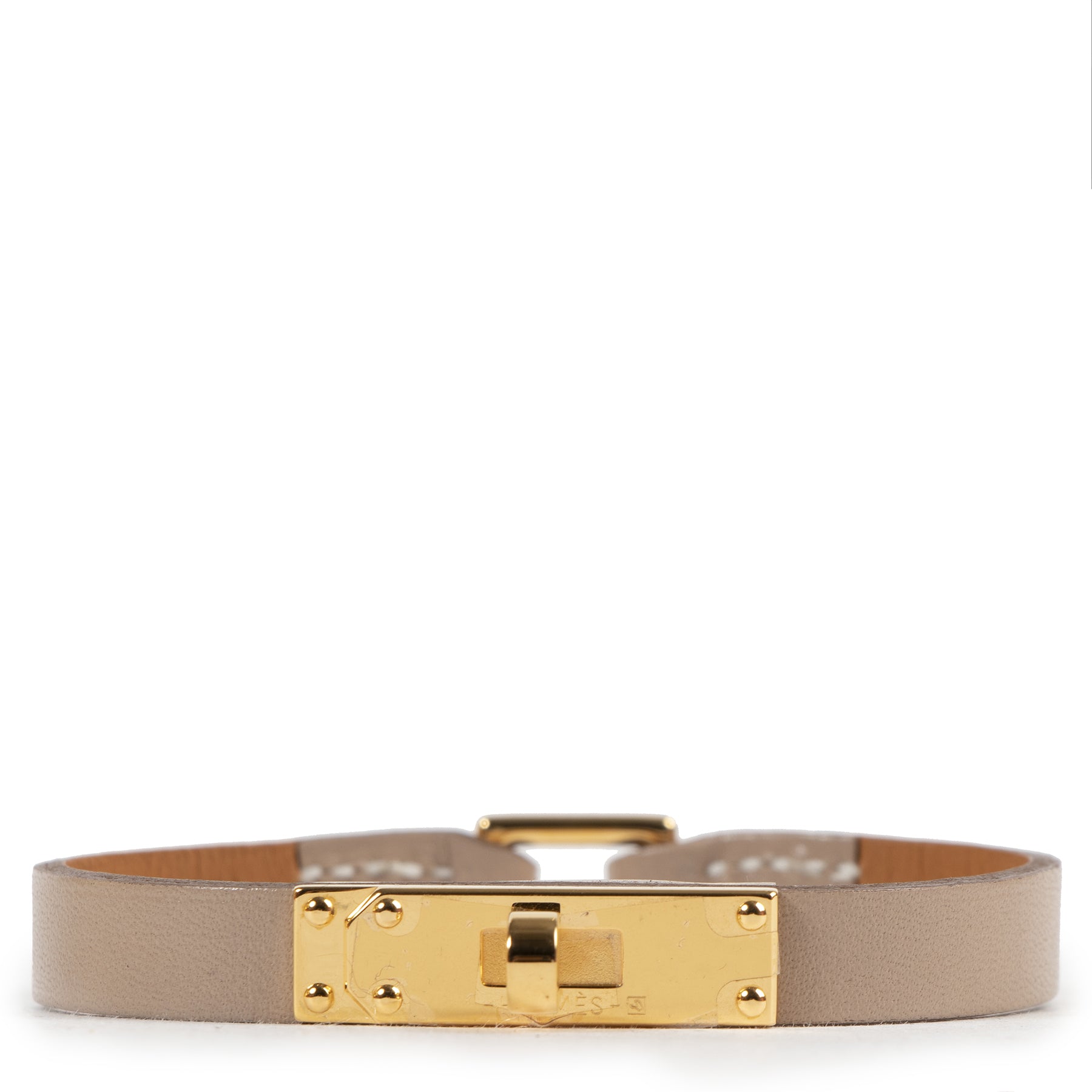 Authentieke Tweedehands Hermès Argile Micro Kelly Leather Bracelet juiste prijs veilig online shoppen luxe merken webshop winkelen Antwerpen België mode fashion