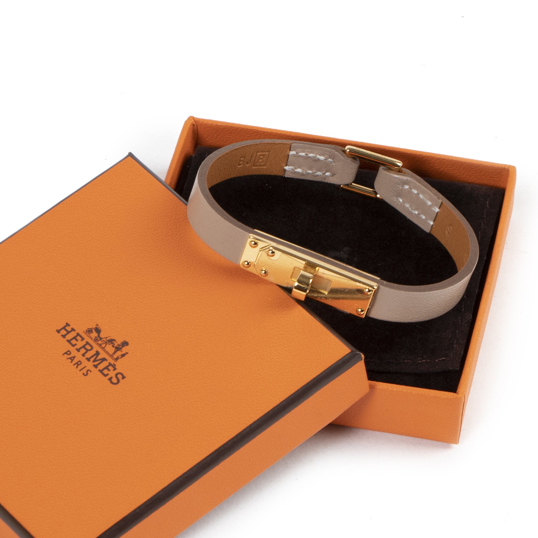 Authentieke Tweedehands Hermès Argile Micro Kelly Leather Bracelet juiste prijs veilig online shoppen luxe merken webshop winkelen Antwerpen België mode fashion