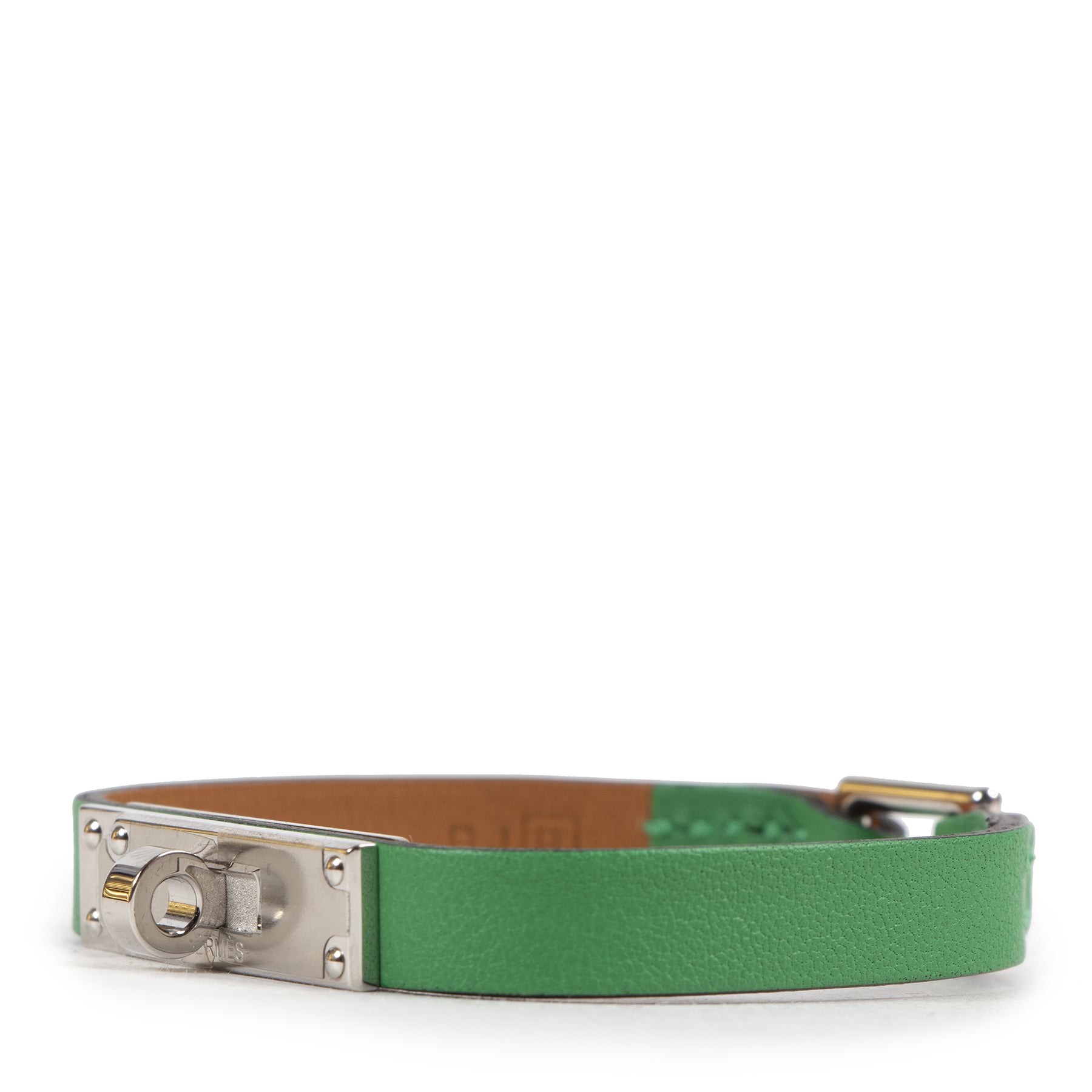 Hermès Micro Kelly Vert Bambou Leather Bracelet
