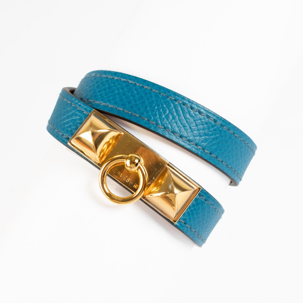 shop 100% authentic second hand Hermès Bleu Izimir Rivale Double Tour Bracelet - Size S on Labellov.com
