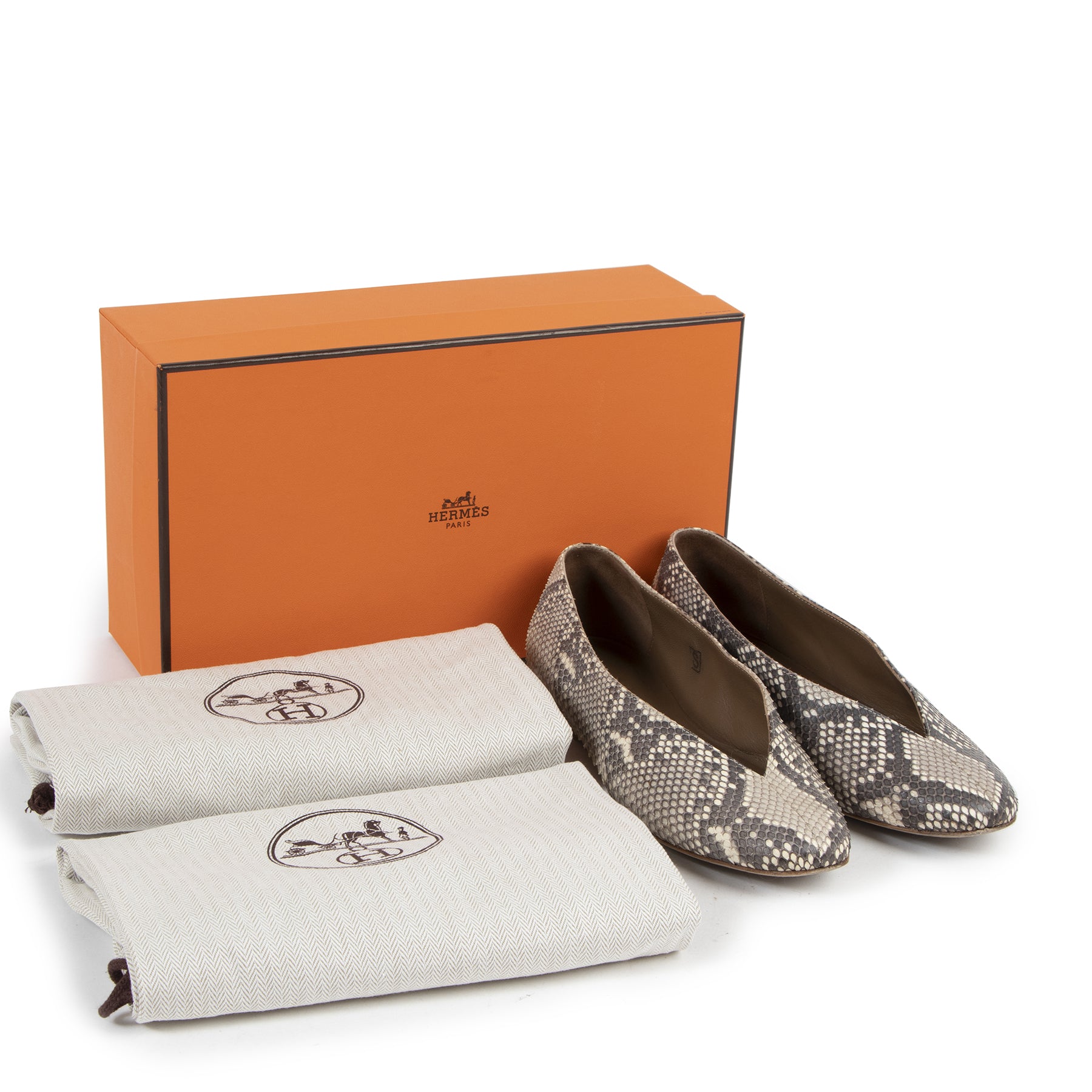 Hermès Python Ballerina Flats pour le meilleur prix chez Labellov à Anvers