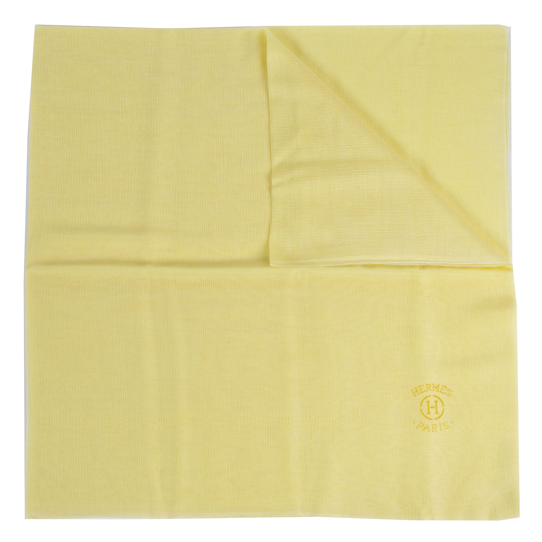 Authentieke Tweedehands Hermès Yellow Cashmere Scarf juiste prijs veilig online shoppen luxe merken webshop winkelen Antwerpen België mode fashion
