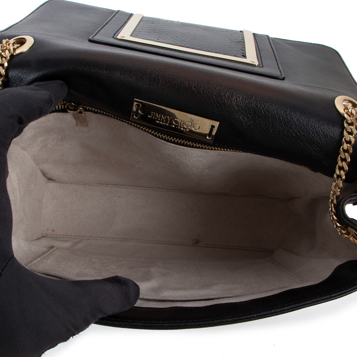 Jimmy Choo Alba Black Leather Snakeskin Clutch Bag