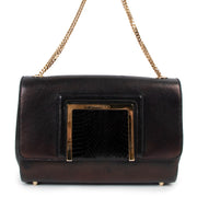Jimmy Choo Alba Black Leather Snakeskin Clutch Bag