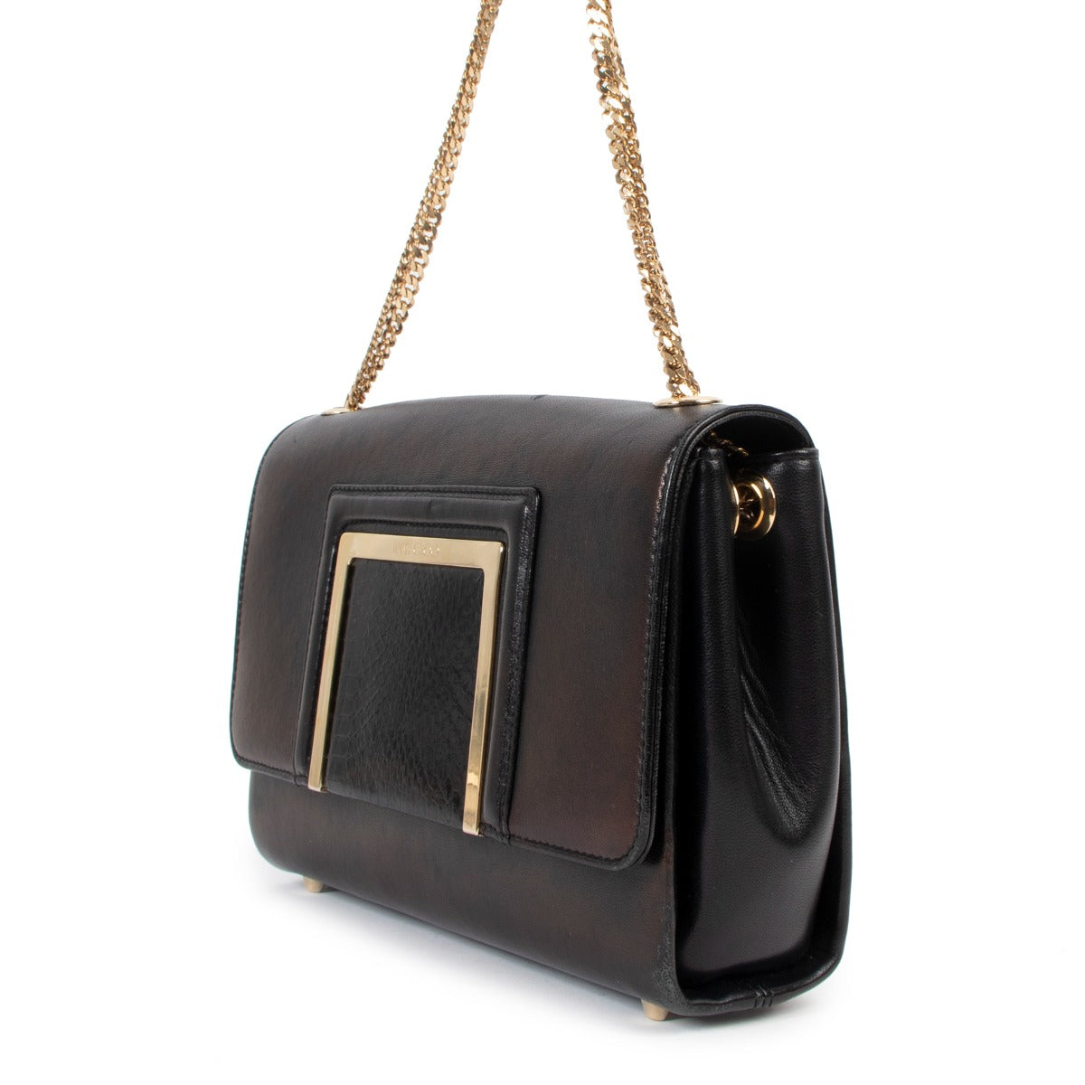 Jimmy Choo Alba Black Leather Snakeskin Clutch Bag