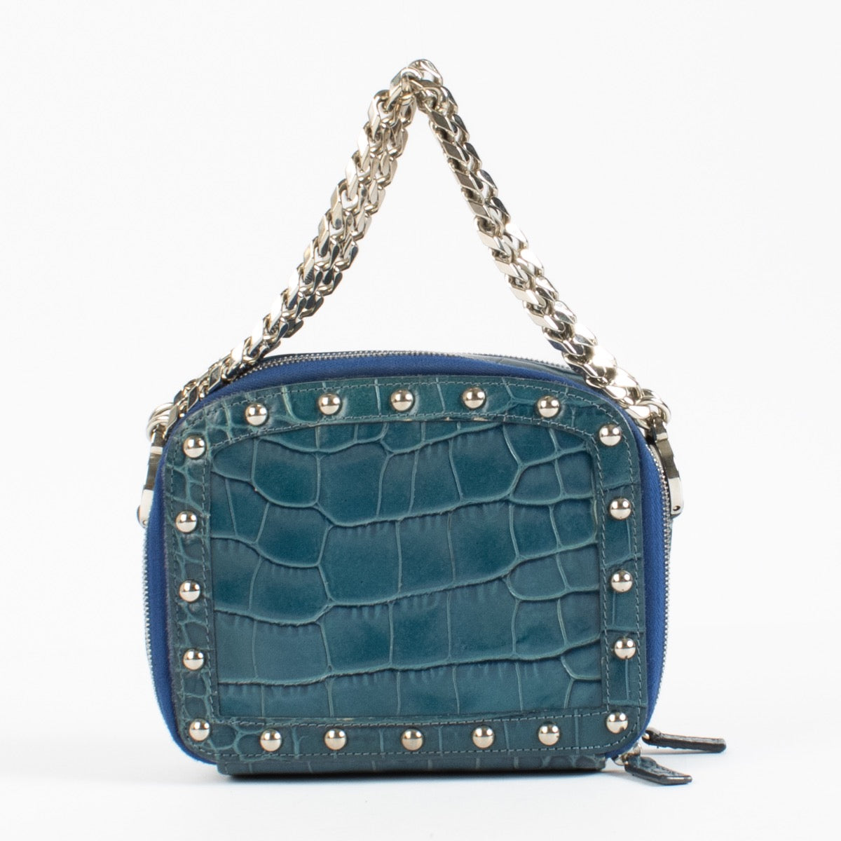 Authentic preloved Versace Blue Croc Embossed Clutch on Labellov.com
