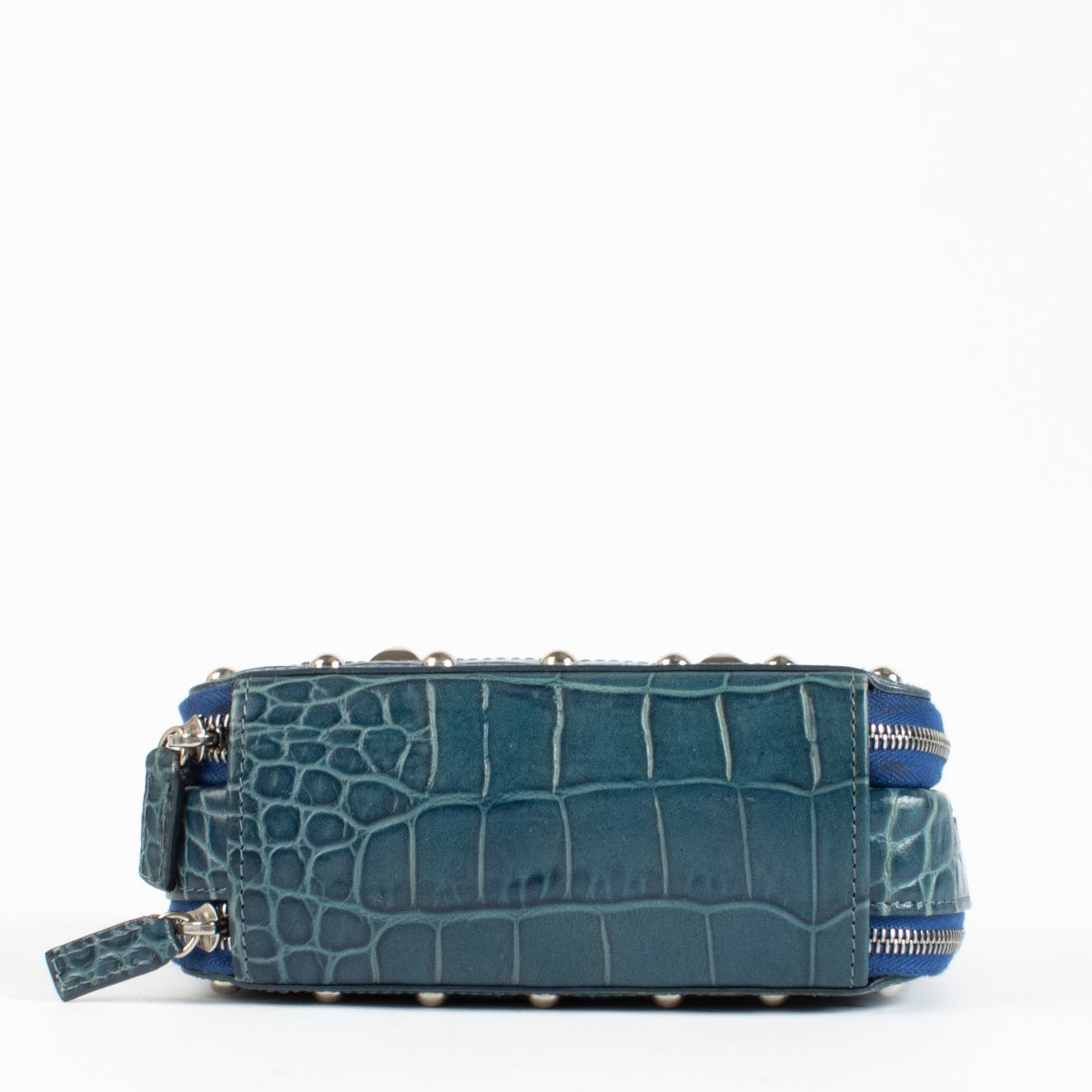 Authentic preloved Versace Blue Croc Embossed Clutch on Labellov.com