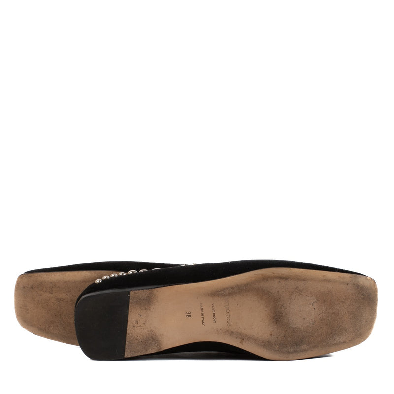 shop 100% authentic second hand Sergio Rossi Black Suede Studded Loafers - Size 38 on Labellov.com