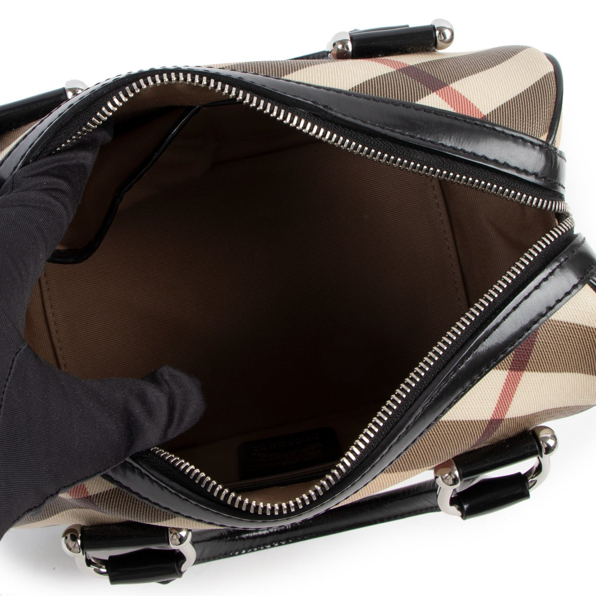 Burberry Check Small Boston Bag
