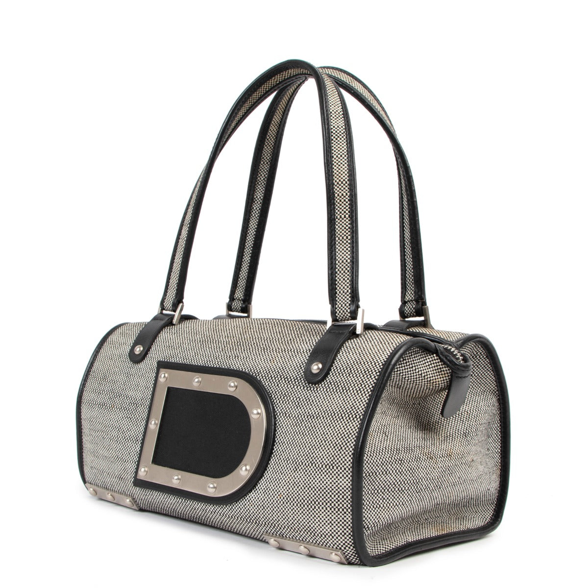 Delvaux Grey Astrid MM Boston Bag