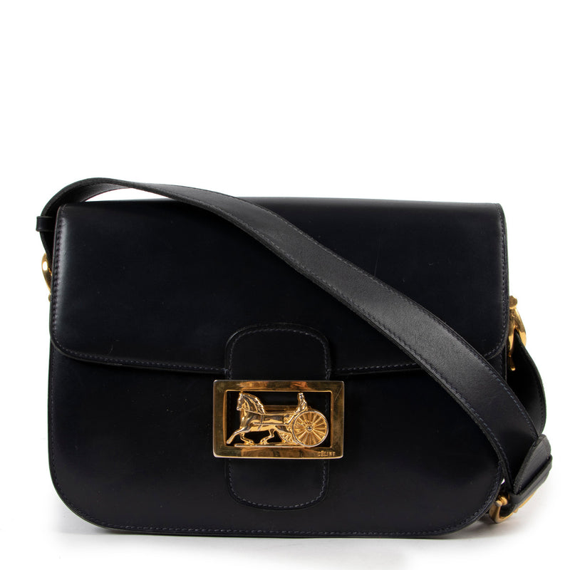 Celine Blue Vintage Box Bag for the best price at Labellov secondhand luxury in Antwerp.