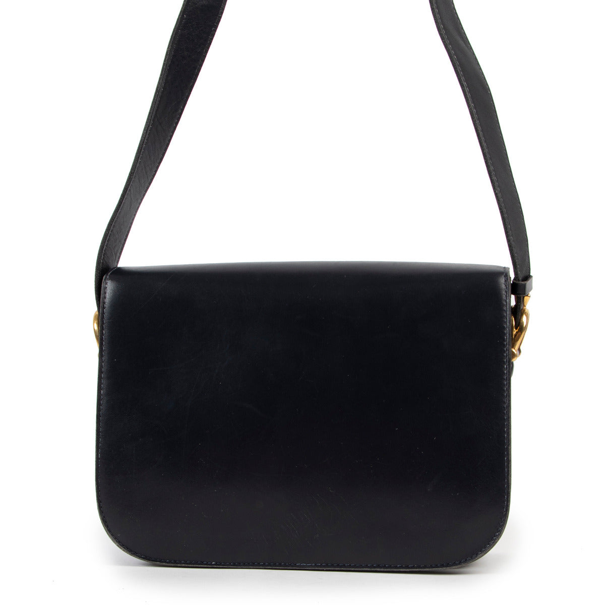 Celine Blue Vintage Box Bag for sale at Labellov secondhand luxury in Antwerp
